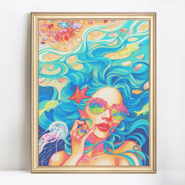 Stickbild "Meeresfrau" | 50 cm x 40 cm