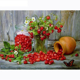 Diamantstickerei-Set "Erdbeeren" | 30 cm x 40 cm - 50 cm x 70 cm