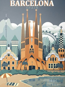 Diamantstickerei-Set "Barcelona #2" | 40 cm x 30 cm - 70 cm x 50 cm