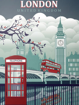 Diamantstickerei-Set "London #3" | 40 cm x 30 cm - 70 cm x 50 cm