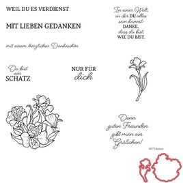 Clear Stempel-Set "Sprüche & Blumen #3" | 8 cm x 5,4 cm