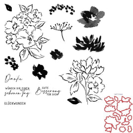 Clear Stempel-Set "Sprüche & Blumen #7" | 14,4 cm x 11,1 cm