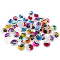 
              Wackelaugen mit Wimpern | Selbstklebend | 10 mm | 50 Stück
            