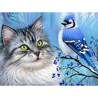 
              Diamantstickerei-Set "Katze & Vogel" | 30 cm x 40 cm - 50 cm x 70 cm
            