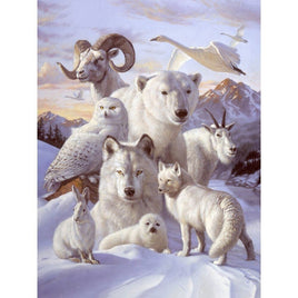 Diamantstickerei-Set "Weiße Tiere" | 40 cm x 30 cm - 70 cm x 50 cm