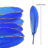 
              Gänsefedern Blau/Gold | 15 cm - 20 cm | 10 Stück
            