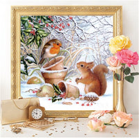 
              Diamantstickerei-Set "Eichhörnchen & Vogel" | 35 cm x 35 cm - 60 cm x 60 cm
            