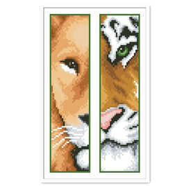 Lesezeichen-Paar "Löwe & Tiger" 14,2 cm x 3,8 cm